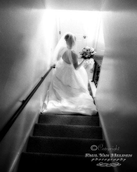 Bride at the Bottom of the Stairs