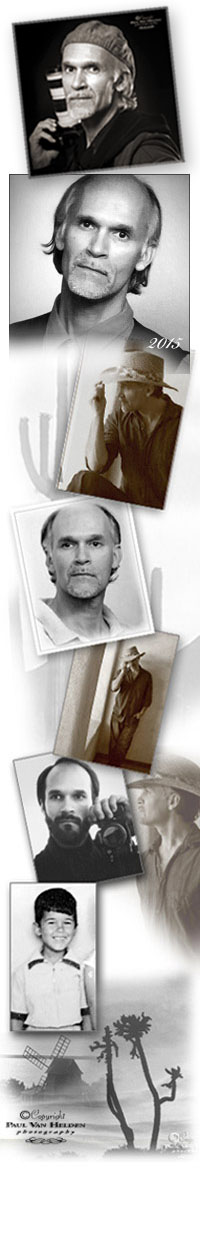 Photo montage, including seven self-portraits of Tucson Photographer, Paul Van Helden