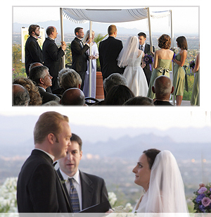 Wedding Ceremony at Balcony, overlooking the Tucson skyline.