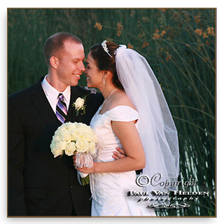 Vanessa and Matthew muster a smile, after becoming husband and wife, in Marana.