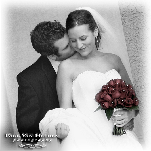 Jen and Peter enjoy a moment, outside Casas Church, in Oro Valley, Arizona.