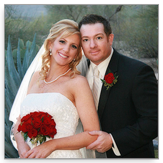 Theresa and Brett strike a traditional pose at the Oasis at Wildhorse Ranch.